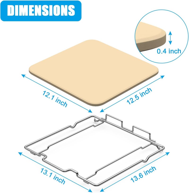 Outspark Pizza Stone with Rack for Ninja Woodfire OO101 8 in 1 Outdoor Pizza Oven, Baking Stone Set for Oven and Grill Cooking, Pizza Oven Accessories for Ninja OO100 Series - Image 2